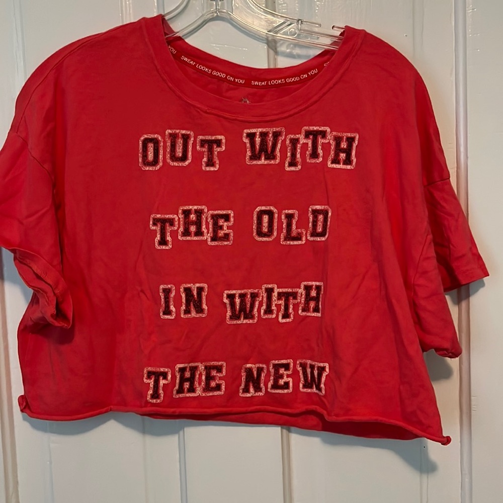 “Out with the old, in with the new” crop shirt. Offline by Aerie.